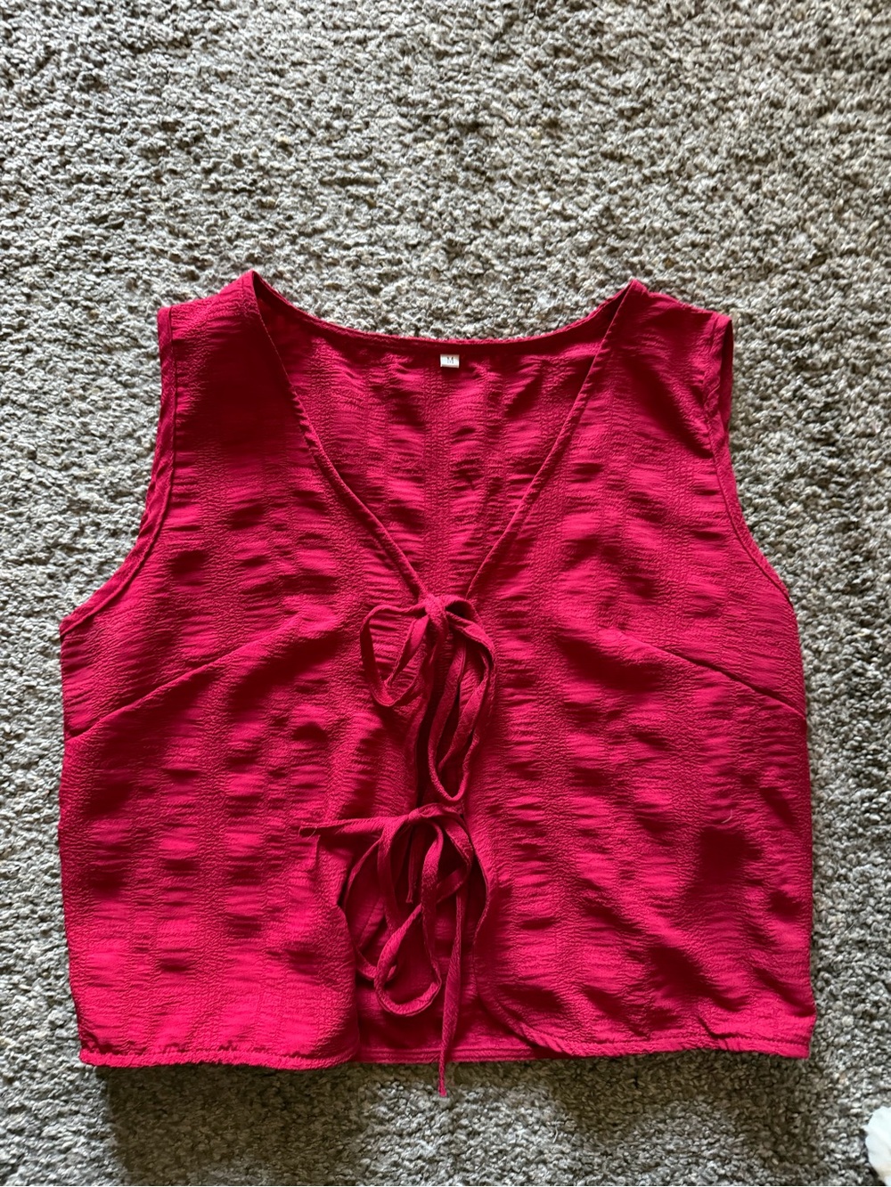 Red Front Tie Cropped Tank Top